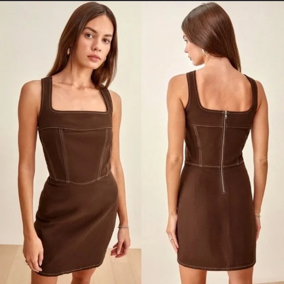 Reformation Davies Bustier Denim Mini Dress - Picture 2 of 5